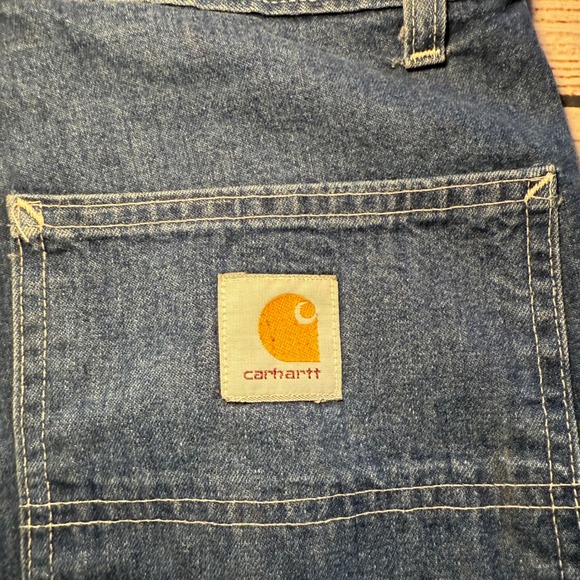 Vtg Carhartt USA Made Baggy Jeans Dungaree Fit Denim Mens 31x33 Carpenter‎ 90s - Picture 13 of 13